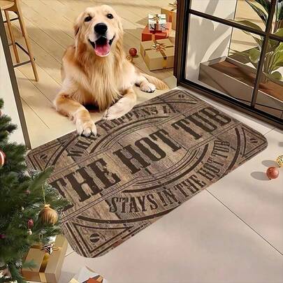 Welcome Doormat Featuring A Wood Grain Design, Suitable For Both Indoor And Outdoor Use. Ideal For Kitchens, Homes, Offices, Laundry Rooms, And Bathrooms. Perfect For Holiday Decorations And Room Decor, Made Of High-Quality Flannel With A Thickness Of 0.47 Inches.