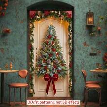 2D Versatile Holiday Wreath - Vibrant Polyester Door Banner For Christmas, Halloween & More - Easy Hang, No Power Needed, Perfect For Parties & Celebrations, Best For Christmas, Perfect For Thanksgiving - 1PCS - View 7