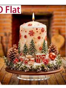 2D Acrylic Crystal Christmas Candle With Light Catcher Base - Ideal For Home, Office And Bookstore Decor | Stunning Holiday Tabletop Display | Perfect Christmas Gift