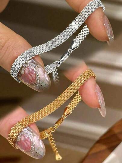 1pc 925 Sterling Silver Wrap Around Heart Bracelet Suitable For Women, Valentine's Day Wear, For Daily Wear And Commute Matching