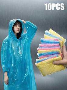 25/20/10/5/3 Pcs Waterproof Rain Poncho: Portable, Lightweight, Reusable Adult Rain Coat - Multicolor - View 11