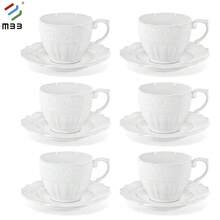 Bộ 12 tách và đĩa sứ trắng, tách cà phê và đĩa sứ, tách trà/bữa sáng, trang trí nhà cửa; Bộ 6 tách trà và đĩa sứ trắng, bộ tách trà sứ trắng, thiết kế dập nổi độc đáo, dùng được trong máy rửa chén, quà Giáng sinh. - Nhiều màu - Xem 7