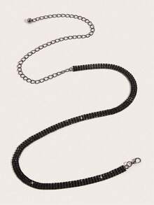 1pc Rhinestone Decorated Waist Chain Suitable For Dress Pairing Summer, School Fall, Autumn, Halloween - Silver - View 7