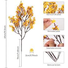 MEHELANY 8支仿真秋季黄色满天星，丝绸花束，适用于婚礼、新娘、派对、家居DIY、感恩节、圣诞节花卉装饰 - 芥末黃 - 查看 9
