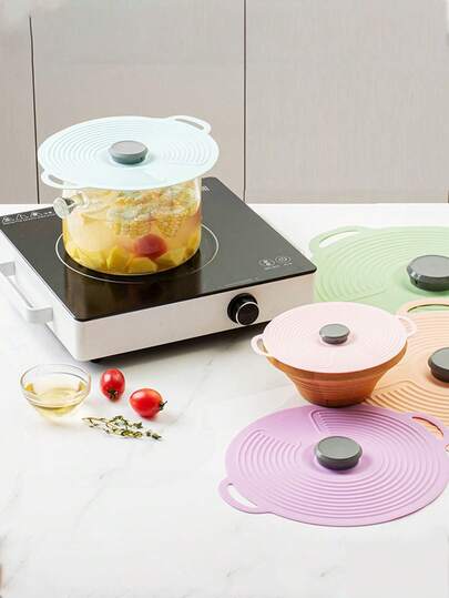 1 PC [Heat Resistant Silicone Lids] Heat Resistant Silicone Bowl Lids Set - Reusable Suction Covers For Kitchen Essentials - Food Contact Microwave Splatter Guards, Fits Cups, Plates, Pots, Pans, Food Storage Kitchen Gadgets