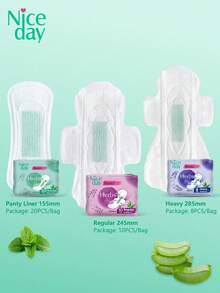Niceday 120pcs/6packs, Aloe Vera Sanitary Pads, 155mm Length, Daily Use Feminine Hygiene Pads, Ultra-Thin Menstrual Pads, Breathable, Aloe Vera Cooling Sensation, Intimate Cooling, Leakage-Free - Mint Green - View 13