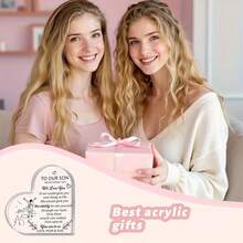 [2D Flat] 1pc Heart-Shaped Acrylic Plaque With "To Our Son" Message - Perfect Gift For Son'S Birthday, Christmas, Graduation - Contemporary Style, No Power Needed, Tabletop Decor For Home Or Office, Heart Decor