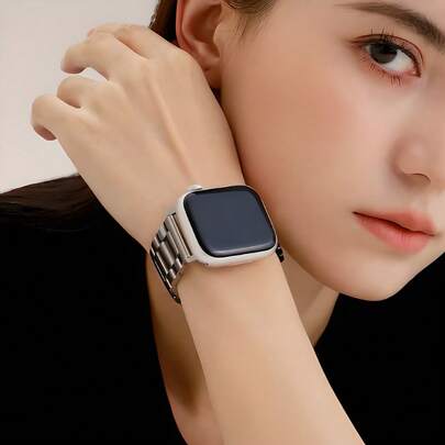 2025 New Stainless Steel Band, Precisely Fit For Apple Watch S11 & S10 Models, Featuring Magnetic Closure And Sleek 3-Bead Design For Fashionable And Practical Accessory, Polished And Scratch-Resistant Surface