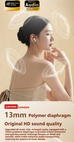 Lenovo EA166 Bluetooth Wireless Earphones: Wireless Semi-In-Ear, High-Quality Sound, Ultra-Long Battery Life, Compact Design - Black - View 5