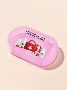 1pc Oval-Shaped Pill Box, Letter Printed, 3-Compartment Portable Pill Case, Mini Storage Box, Personalized Creative Gift, Suitable For Travel, Outdoor Activities, Purse, Pocket, Unique Design Travel Storage Box, Medicine Organizer - Multicolor - View 11