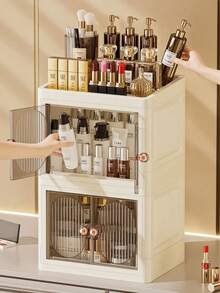 1 hộp đựng mỹ phẩm gia dụng sang trọng để bàn tủ đựng sản phẩm chăm sóc da hộp đựng khẩu trang chống bụi ngăn kéo tủ phân loại giá lưu trữ - Nhiều màu - Xem 8
