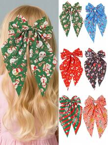 1/6 Stücke Süße Weihnachtsparty Schleife Cartoon Muster Haarclips für Kinder, süße Haaraccessoires für Mädchen
