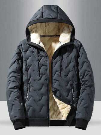 Teens' Hooded Padded Padded Coat With Quilted Workmanship, Faux Sherpa Lining, Zipper Pockets + Adjustable Drawstring Hood For Windproof Warmth