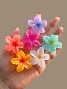 6 pièces/1 pièce Pinces à cheveux fleur d'hibiscus blanc, jaune, rose, bleu, violet, orange de 4 cm/1,57 po, couleurs mélangées, plastique léger, mode polyvalente, élégante, minimaliste, pinces à cheveux de couleur unie, convenant pour le port quotidien, décontracté, fête, trajet, plage, vacances, queue de cheval, chignon, se laver le visage, maquillage, accessoire élégant pour femmes