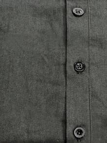 Men's Retro Vintage Coin Pattern Solid Color Roll-Up Sleeve Henley Shirt - Lightweight Breathable, Versatile Casual Wear For All Seasons - Black - View 5