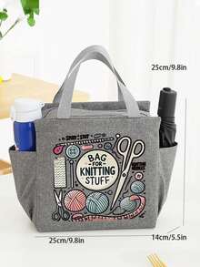 Large Capacity Woven Storage Bag - Zipper Design, Machine Washable Polyester Fabric Bag, Suitable For Knitting, Crocheting, Weaving - Perfect Gift For Knitting Enthusiasts (Red), Patterned Tote Bag, Secure Zipper Closure, Lunch Bag, Women's Lunch Bag, School Lunch Box, Travel Portable Insulated Lunch Bag - Multicolor - View 10