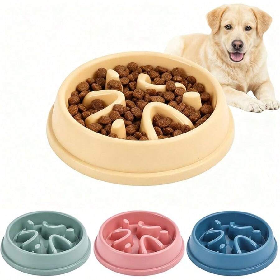 RFID Plato de Alimentación Lenta para Perro, Comedero Lento para Perro, Evitar la Asfixia, Mejora la Digestión, y noóxico, Adecuado para Perros y Gatos de tamaño pequeño y Mediano (Azul) - Amarillo - Ver 1