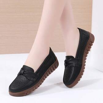 Summer Breathable Hollow-Out Soft Bottom Plus Size Slip-On Shoes For Women