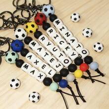 1pc Colorful Football Silicone Keychain, Personalized Handmade Custom Beads, Sports Keychain/Backpack Chain, Sports Gift,Apparel Accessories,Chic Autumn,Boyfriend,Girlfriend,Family,Friends - Silicone Keychain - View 8
