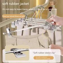 纳米隐形裤架，专用于夹裤子和裙子的衣架，多功能可伸缩塑料涂层裤夹 - 白色 - 查看 4