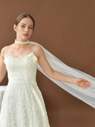 1 件装，仿珍珠教堂披肩，适合新娘，也适合搭配晚礼服、婚礼和摄影旅行。