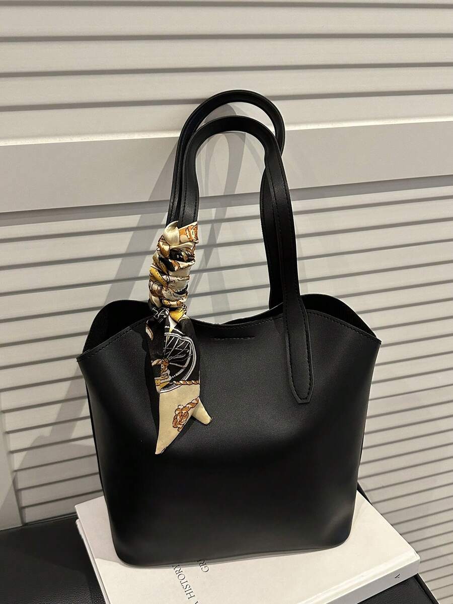 Bolso de hombro de nicho de moda, bolso de tote de estilo minimalista retro Ins para mujeres, para ir al trabajo - Multicolor - Ver 1