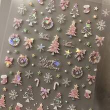 1 Piece 3D Pink Christmas Seashell Nail Sticker - Self-Adhesive, Hypoallergenic Plastic Decal With Snowflake, Star, And Heart Designs. Perfect For Holiday Nail Art. Holiday Nail Art | 3D Decorations | Intricate Patterns. Christmas Nail Stickers, Nail Decorations, Nail Technician Supplies, Gel Nail Stickers, Nail Stickers, Christmas Nail Stickers, Nail Accessories, Winter Nail Stickers, Nail Stickers, Christmas Nail Stickers. Self-Adhesive Material, Matte Finish. Suitable For Holiday Shoppers And DIY Nail Art Enthusiasts. - Giáng sinh - Xem 1
