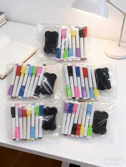4/8pcs Color Erasable Whiteboard Pen Creative Painting Graffiti With Brush Erasable Note Number Pen Leave No Trace Can Be Reusable Suitable For School Teachers Marking, Office, Home Bedroom Door Marking (Comes With Board Wiper)
