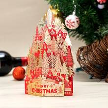 Funny 3D Christmas Greeting Cards Pop-Up Hot Stamped New Year Cards Paper Carving Laser Engraved Thank You Letter Gift - 彩色 - 查看 6