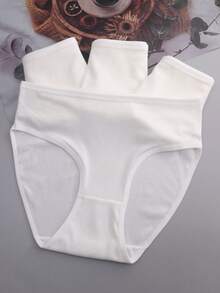 4 piezas de bragas deportivas de cintura media de seda de leche acanalada cómoda y elástica para mujeres - Blanco - Ver 4