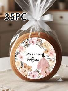 35 etiquetas redondas personalizadas, mate, etiquetas personalizadas con diseño de corona, adecuadas para celebraciones de cumpleaños - Multicolor - Ver 12