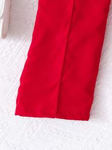 2件套少女法式时尚套装，上衣搭配西装裤，百搭 - 紅色 - 查看 6