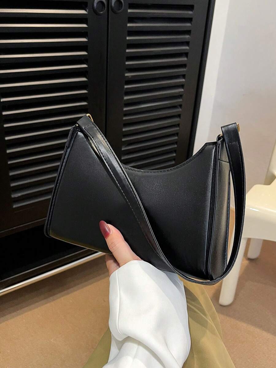 Túi đeo vai màu trơn, họa tiết hình học dập nổi, kiểu dáng có khóa kéo dưới cánh tay, túi đeo vai dập nổi, túi khóa kéo thời trang retro, túi xách tay chống thấm nước, phù hợp cho các bạn nữ trẻ, phụ nữ, sinh viên đại học, người mới bắt đầu sự nghiệp và các quý cô công sở, hoàn hảo cho văn phòng, công việc, kinh doanh, đi lại và các dịp khác, một lựa chọn túi công sở tuyệt vời dành cho phụ nữ. - màu đen - Xem 1