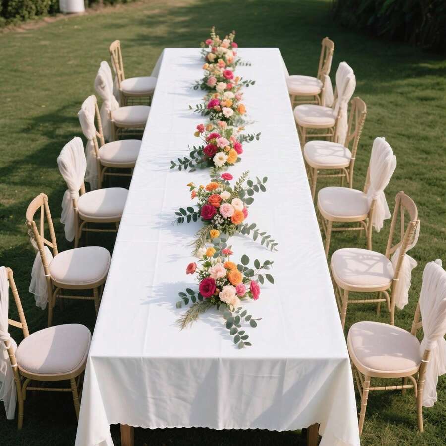 1pc White Tablecloth, Durable Polyester Fiber, Suitable For Villa Dining, Wedding, Restaurant, Coastal Wedding Decor, Elegant Square Tablecloth For Family Gathering, Party And Outdoor Events, Available In Multiple Sizes, Designed For Multi-Person Gathering - White - View 1