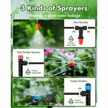 240FT Drip Irrigation System Kits - Automatic Garden Watering Sprinkler With 1/2 1/4 Inch Tubing Hose Patio Misting Plant Irrigation Water Equipment Quick Connector For Greenhouse Flower Beds Lawn Efficient Water Distribution And Easy Installation For Outdoor Gardens And Indoor Greenhouses - 240英尺 33英尺 主管道 207英尺 14號管道 - 查看 3