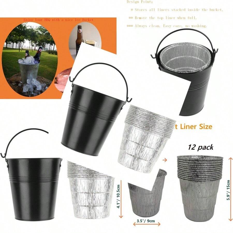 Drip Grease Bucket And 12Pack Liners For Traeger 20/22/34 Series Pit Boss Etc Pellet Grill Smoker Black 12 - 黑色 - 查看 1