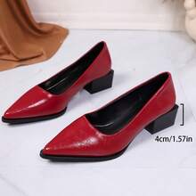 Geeyea A Pair Of Women's High Heels, Multi-Colored Pointed-Toe Chunky Heels, With A Simple And Versatile Design, Elegant And Suitable For Both Office Work And Formal Occasions, Easily Creating A Capable And Sophisticated Image. - Đỏ - Xem 5