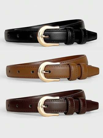 1条女士腰带，简约优雅学院风真皮腰带，适合搭配连衣裙、休闲牛仔裤，可作腰部装饰。