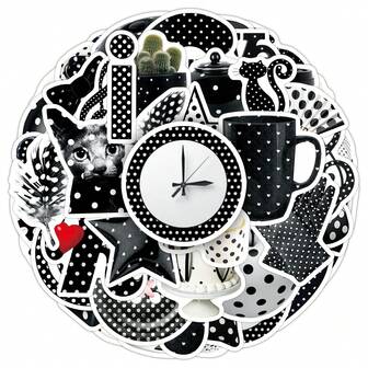 50 ชิ้น สติกเกอร์ลายจุดมินิมอล สีขาวดำ เคสโทรศัพท์ DIY กล่องกระดาษทิชชู ของตกแต่ง สติกเกอร์กราฟิตี้ศิลปะ สไตล์เกาหลี สุนทรียศาสตร์