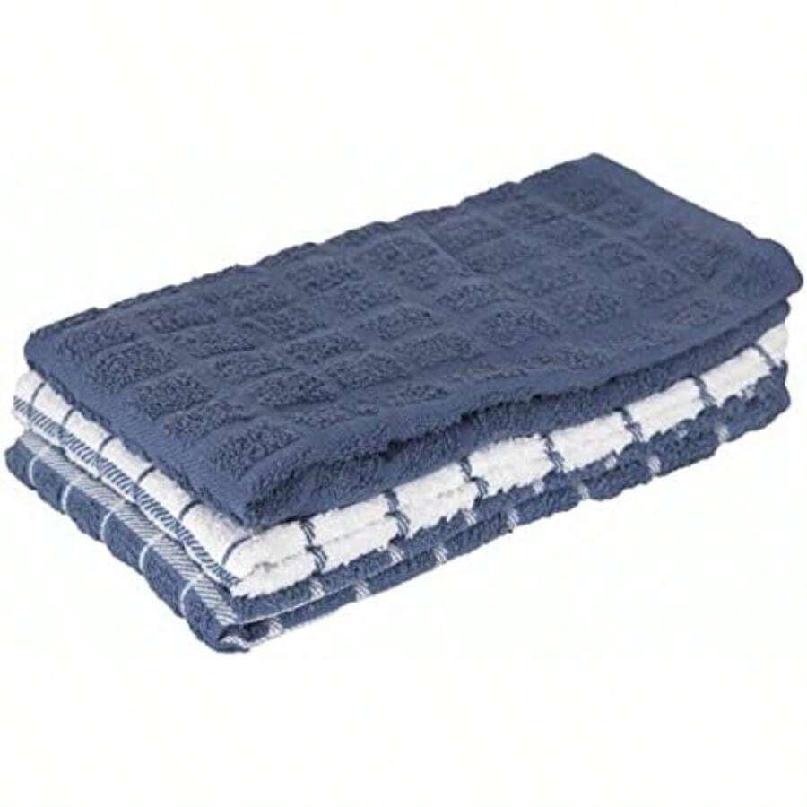 Ritz 100% Cotton Terry Kitchen Dish Towels, Highly Absorbent, 25" x 15", 3-Pack, Black(Azul Federal Paquete de 3 toallas de cocina) - Multicolor - Ver 1