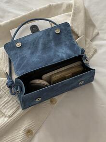 New Fashion Metal Decor Handbag Shoulder Bag, Suitable For Party, Outing, Vacation, Shopping And Daily Use, Can Store Coins, Phones, Also Suitable As Work Bag For Office Ladies, College Students And Professionals, Elegant Women Bag - Blue - View 6