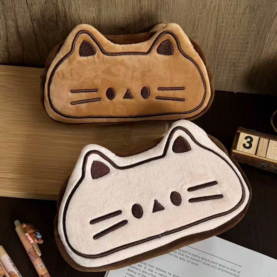 1pc Corduroy Pencil Case,Large Capacity Soft Zippered Pencil Pouch Makeup Bag, School Office Accessories Desktop Stationery Storage Bag, School Supplies Pencil Case Creative Gift For Thanksgiving, Christmas, Birthday Halloween Decoration Back To School - Multicolor - View 1