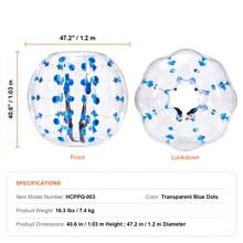 Pelota de parachoques inflable (1 unidad), 1,2 m (4 pies) de cuerpo, para adolescentes, 0,8 mm de grosor, de PVC, ideal para hámster humano, ideal para jugar en equipo al aire libre, ideal para jardín, patio y parque. - 1,2 m (4 pasteles) - Ver 7