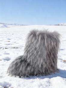 New Winter Warm Plush Faux Fur Snow Boots For Women - Dark Grey & Brown & Black Ankle Booties With Soft Lining, Cozy Slip-On Design For Cold Weather Outdoor & Indoor Wear Unisex Short Ankle Faux Raccoon Fur Snow Boots - Solid Classic Color, Super Smooth Fur Touches The Ground, Perfect For Christmas & Halloween, Y2K Style! Y2K Fashion Men's & Women's Snow Boots - Faux Raccoon Fur, Silky Smooth Floor-Reaching Fur, Solid Classic Shade, Ideal For Christmas & Halloween! Short Ankle Unisex Snow Boots With Faux Raccoon Fur - Solid Classic Color, Ultra-Smooth Fur Hits The Ground, Must-Have For Christmas & Halloween, Edgy Y2K Vibe! Christmas & Halloween Essential Faux Raccoon Fur Snow Boots (Unisex) - Solid Classic Hue, Smooth Fur Touches The Floor, Stylish Y2K Look! Y2K Short Ankle Snow Boots For Men & Women - Faux Raccoon Fur, Super Smooth Floor-Length Fur, Solid Classic Color, Great For Christmas & Halloween Celebrations! - Màu Xám nhạt - Xem 2
