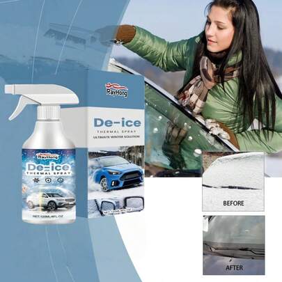 rayhong Chai xịt làm tan băng và rã đông xe hơi 120ml, thích hợp để làm sạch băng tuyết trên xe hơi, cửa sổ, kính, gương chiếu hậu, gương phòng tắm. Chai xịt tiện dụng, giao hàng ngẫu nhiên cả mẫu mới và cũ.