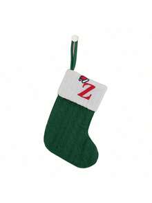 قطعة واحدة جوارب مصنوعة من الأكريليك مطرزة بشجرة وشخصية رجل الزنجبيل،ديكور منزلي لحفلة عيد الميلاد