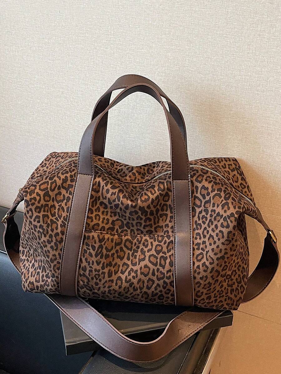 Túi xách da nhung họa tiết da báo thời trang, túi thể thao thể thao cổ điển dung tích lớn để đựng đồ dùng cá nhân, du lịch, túi du lịch nghỉ dưỡng, túi đựng hành lý, túi du lịch qua đêm, túi đựng đồ du lịch bền bỉ, đồ dùng du lịch thiết yếu, đồ dùng du lịch cho nam nữ