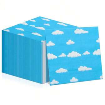 20/40/60pcs Blue Sky White Clouds Napkins Cartoon Story Birthday Party Napkins Cowboy Birthday Party Decoration Cloud Themed Party Supplies BabyShower Decorations Supplies