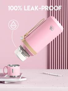 Meoky Bình nước giữ nhiệt bằng thép không gỉ 20oz (khoảng 950ml) nhẹ, có nắp và quai xách bằng dây thừng, thích hợp cho các hoạt động ngoài trời, đạp xe, leo núi, sử dụng tại văn phòng hoặc nhà, bình nước giữ nhiệt đa năng dùng được cho nhiều loại đồ uống. - Hồng - Xem 4