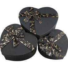 NICE LIFE 3 Stücke Herzförmige Geschenkbox Set mit Schleifenband, elegante dekorative Boxen für Valentinstag, Hochzeiten und besondere Anlässe